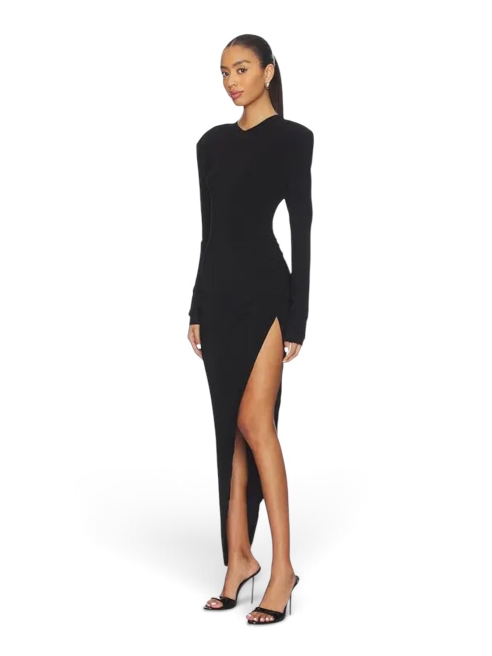 Norma Kamali Black Maxi Dress with High Thigh Slit